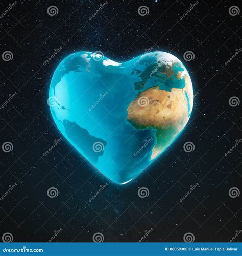 The Earth With Heart Shape Stock Illustration Illustration Of