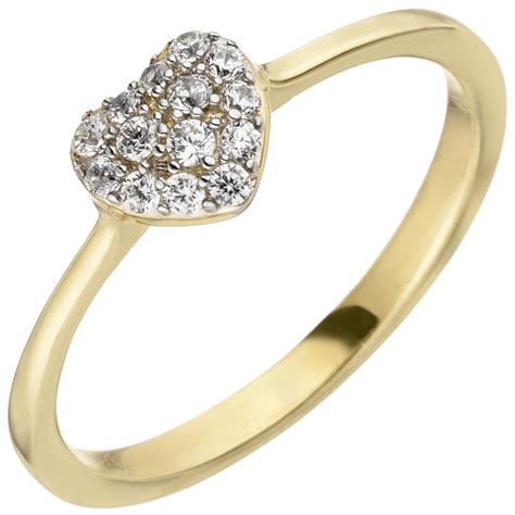 Juwelier Grützmacher Damen Ring Herz 375 Gold Gelbgold 14 Zirkonia