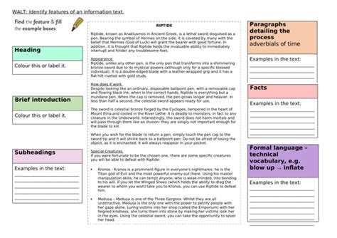 Y5/6 Percy Jackson Non Chronological Report | Teaching Resources