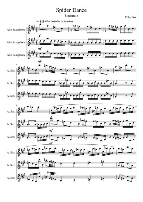 Undertale Spider Dance Sheet Music For Alto Saxophone Download Free In Pdf Or Midi