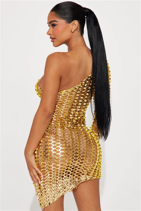 Leslie Metallic Mini Dress Gold Fashion Nova Dresses Fashion Nova