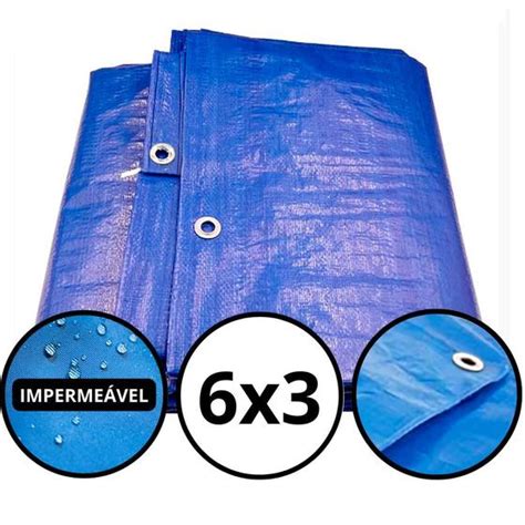 Lona Plástica de Proteção Cobertura Impermeável Azul 6x3 mts