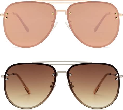 Amazon Vivienfang Two Oversized Aviator Sunglasses For Women