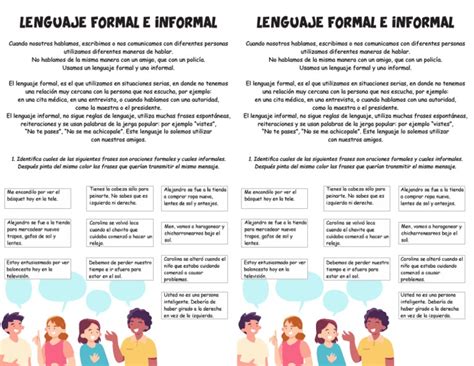 Fichas De Trabajo De Lenguaje Formal E Informal Guía Santillana.
