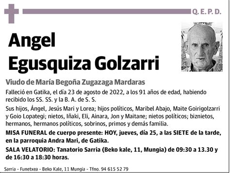 Angel Eguskiza Golzarri Esquela El Correo