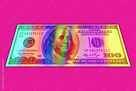 Contemporary artwork background with colored banknote. Digital texture ...