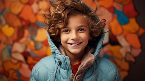 Premium Photo | Portrait of a smile boy posing on a color background