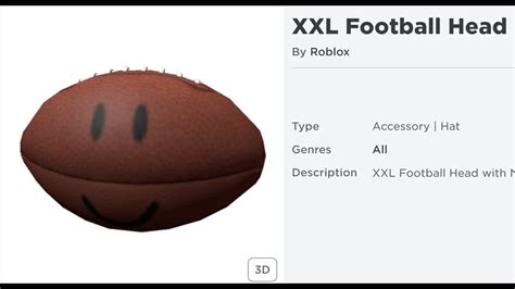 New Roblox Item Xxl Football Head Youtube