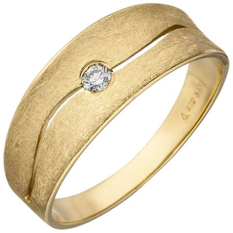 Ring Mit Brillant 0 06 Ct 585 Gelbgold Eismatt