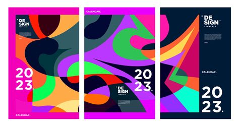 New year 2023 calendar design template with geometric colorful abstract ...