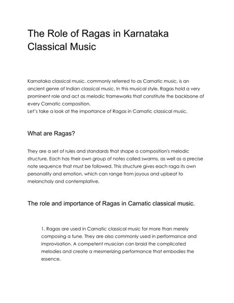 PPT - The Role of Ragas in Karnataka Classical Music PowerPoint ...