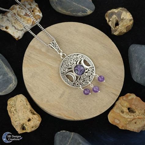 Drievoudige Maan Ketting Amethyst Maan Maan Kind Maan Godin Heidense