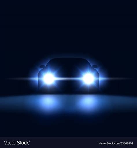 Night Car With Bright Headlights Approaching Vector Image On