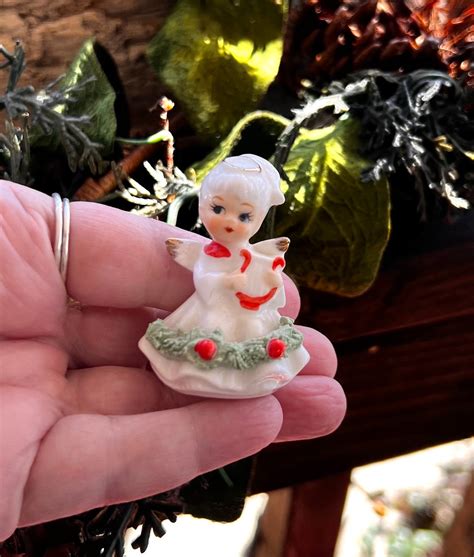 Vintage Napco Christmas Angel Figurine Dancing Angel Harp Spaghetti