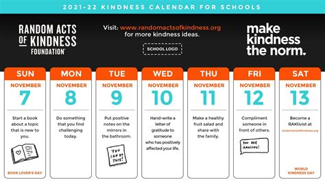 Random Acts Of Kindness Calendar Digital Signage Template