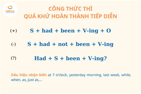 Thì quá khứ hoàn thành tiếp diễn Past Perfect Continuous kèm bài tập