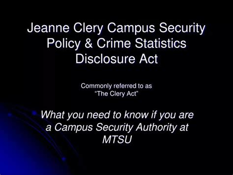 Ppt What You Need To Know If You Are A Campus Security Authority At