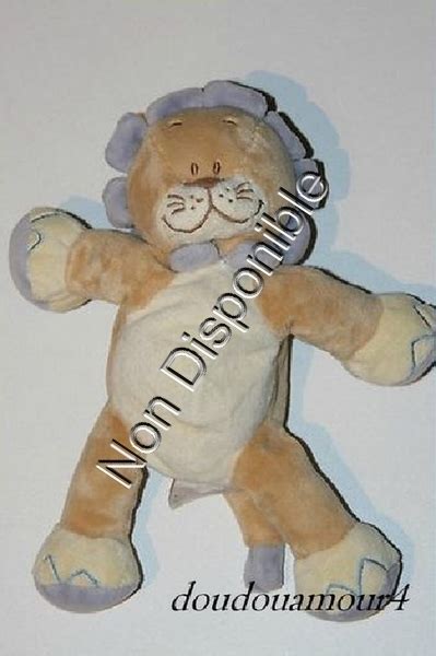 Doudou Peluche LIion Marron Jaune Et Bleu BENGY 31 Cm Happy Doudou