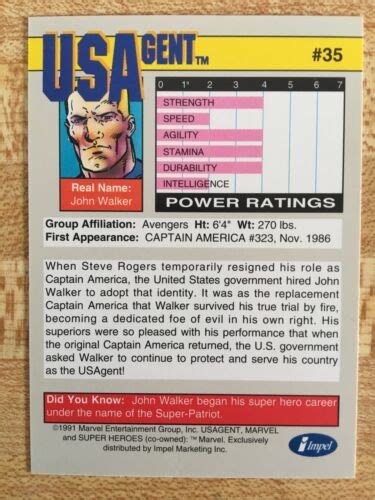 Mavin Marvel Universe Series Impel Card Usagent