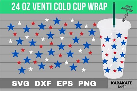 USA Star 24 Oz Venti Cup Wrap SVG Graphic By KARAKATE Creative Fabrica