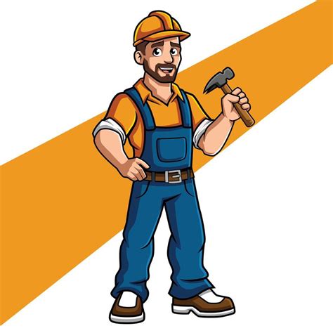 builder cartoon mascot character  vector art  vecteezy