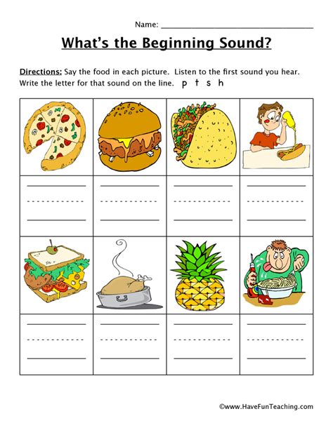 Beginning Sounds P T S H Worksheet By Teach Simple