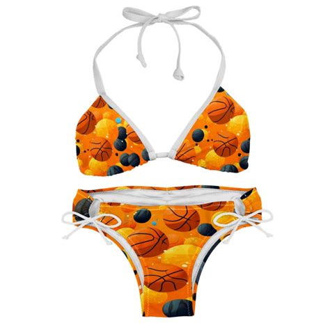 Basketball Detachable Sponge Adjustable Strap Bikini Set Two Pack