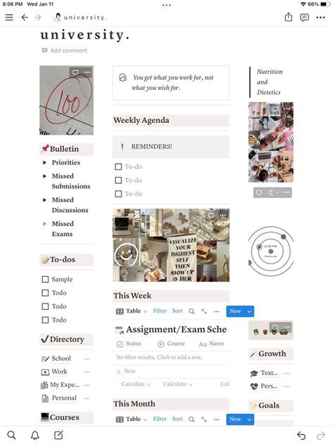University Notion Dashboard | School motivation, Notions, Study planner