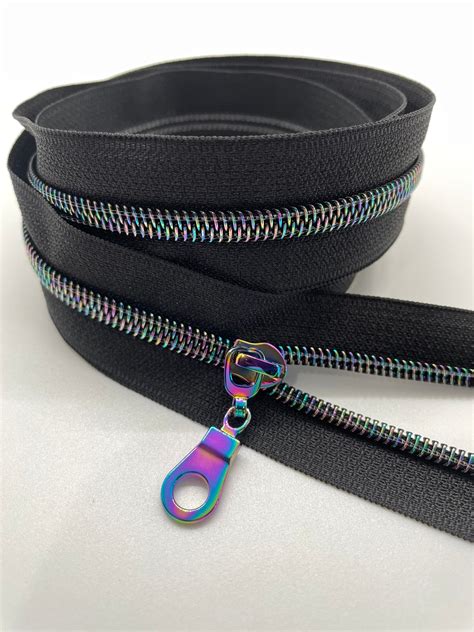 Star Rainbow Nylon Coil Zipper With Black Tape Rainbow Pulls Zipper