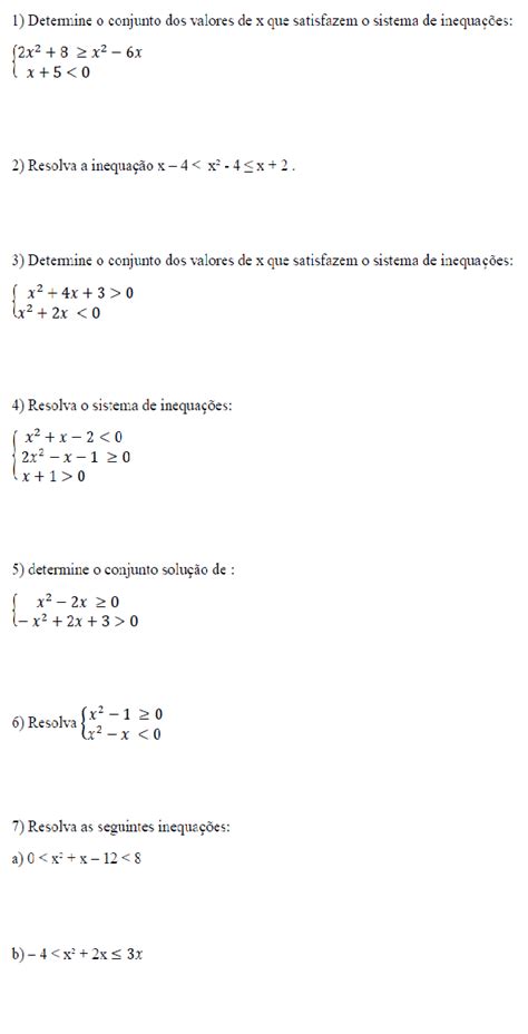Inequação Do 2 Grau Exercicios - MANIA DE CALCULAR: Exercícios sobre sistema de inequação do 2º grau ...