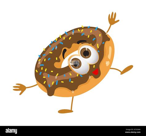 Funny Donut with eyes on white background, funny products series, flat ...