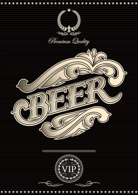 Modelo De Vetor Preto Para A Capa Do Menu De Cerveja Vetor Premium