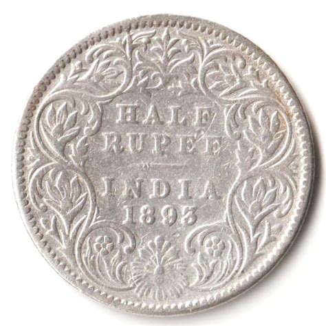 Rare Half Rupee 1893 Of Calcutta Mint Of Victoria Collectible British