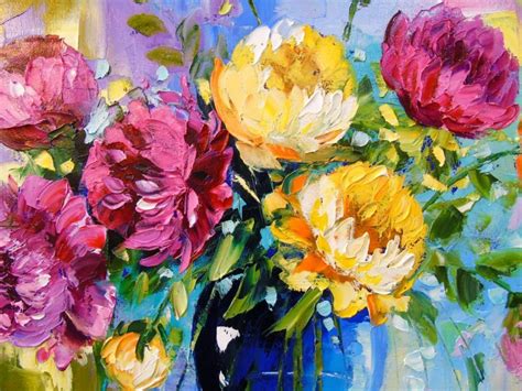 Bouquet Of Peonies In A Vase Painting By Olha Darchuk