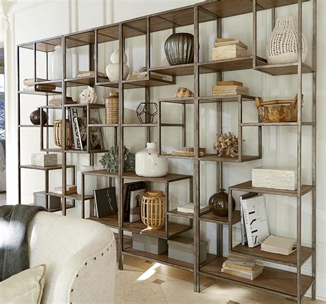 French Modern Industrial Wood + Metal Bookcase Etagere | Zin Home