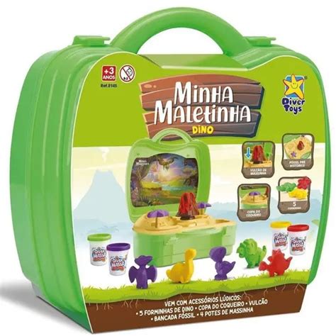 Minha Maletinha Dino Kit Massinha Brinquedo Educativo Para Brincar De