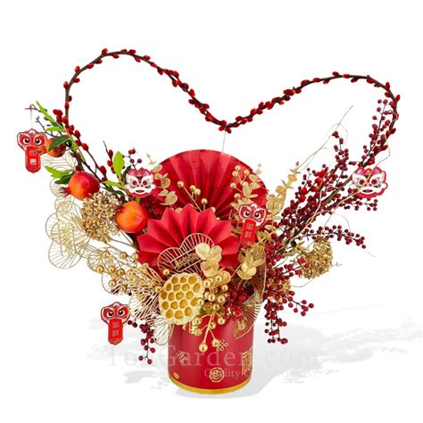 CNY Happiness Pussy Willow Arrangement Toh Garden Singapore