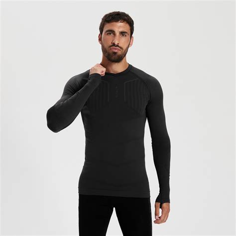 Ls Thermal Base Layer Top Keepdry 500 Black Smoked Black Graphite Grey Kipsta Decathlon