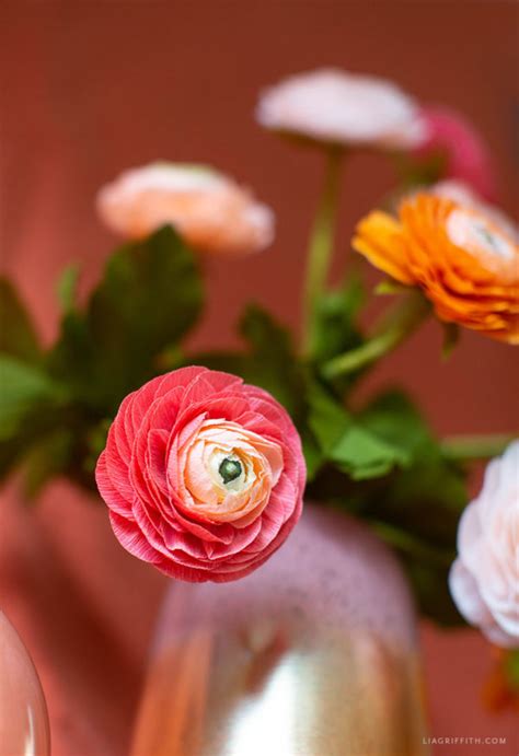 Crepe Paper Peachy Watermelon Ranunculus Lia Griffith