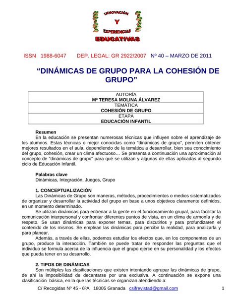 PDF DINÁMICAS DE GRUPO PARA LA COHESIÓN DE GRUPO PDF fileLas