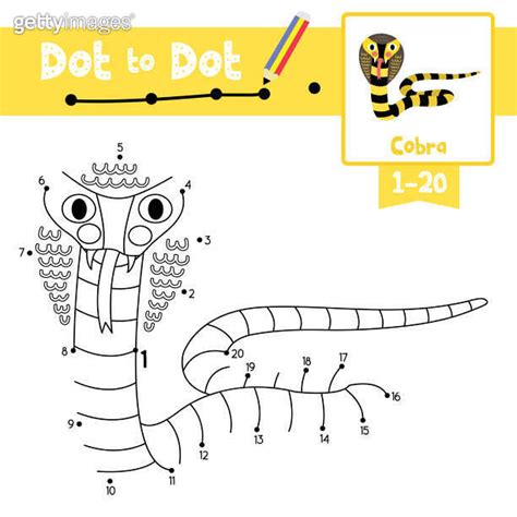 Dot To Dot Educational Game And Coloring Book Cobra Animal Cartoon