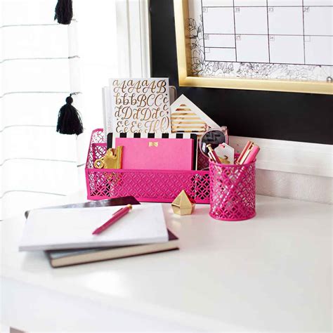 Riviera 6 Piece Hot Pink Desk Organizer Set Blu Monaco