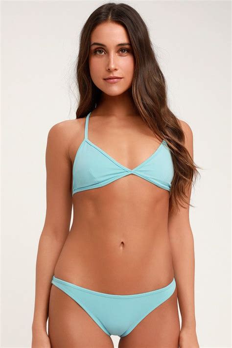 Izzy Light Blue Triangle Bikini Top Blue Triangle Bikini Blue