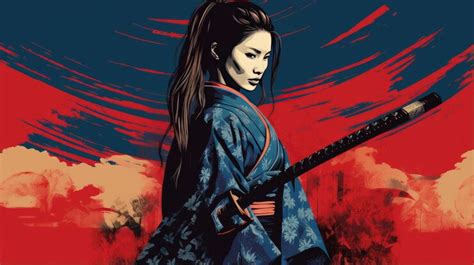 Premium Ai Image A Retro Style Of A Female Japanese Samurai Swordswoman