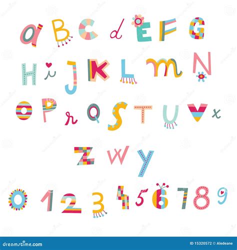 Cute Alphabet And Numbers Stock Vector Illustration Of Education