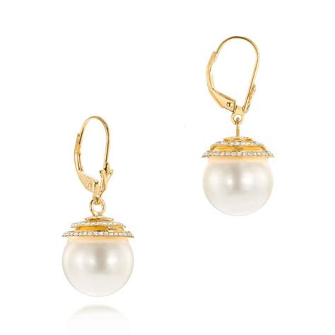 14k Yellow Gold Pearl And Diamond Drop Earrings 103318 Seattle Bellevue Joseph Jewelry