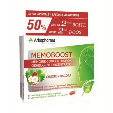 Memoboost Ginkgo Bacopa 2 x 30 gélules PROMO PharmaMarket