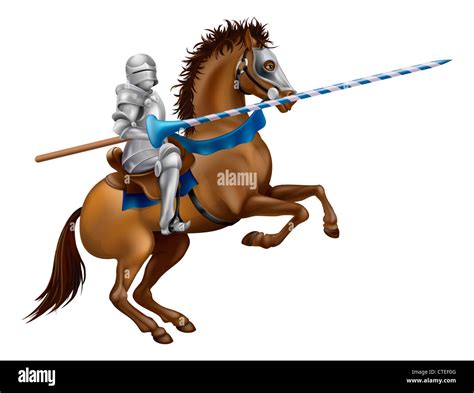 Drawing Of A Jousting Knight In Armour On Horse Back Stock Photo Alamy