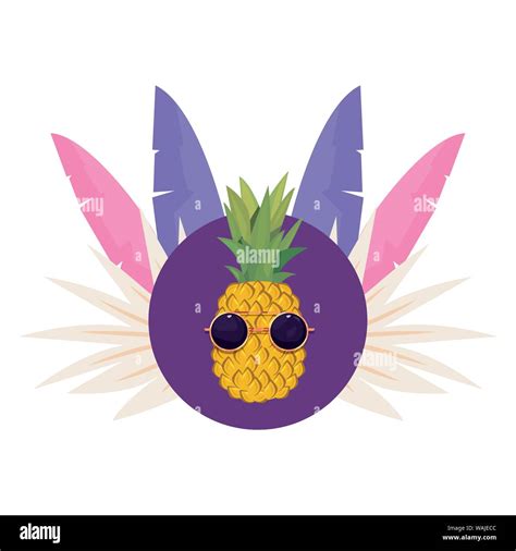 Pineapple With Sunglasses Summer Time Vacations Vector Illustration Stock Vector Image And Art