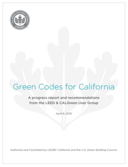 Green Codes For California A Progress Report And Recommendations From